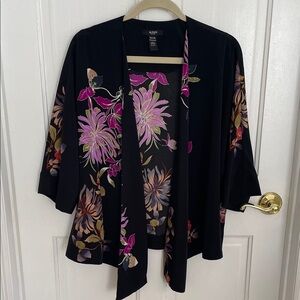 Alfani Black Petite Cardigan Kimono tropical floral size Petite Small